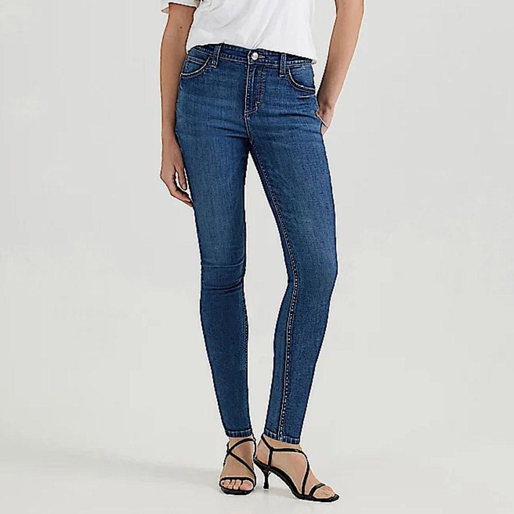 Lee Riders Mid Rise Skinny Blue Denim Jeans Size 12